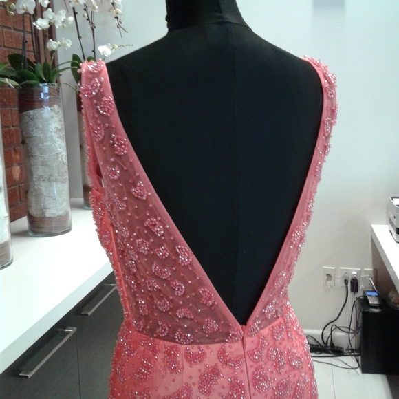 Vienna Prom 9906 Coral Trumpet mermaid gown - Picture 6 of 7